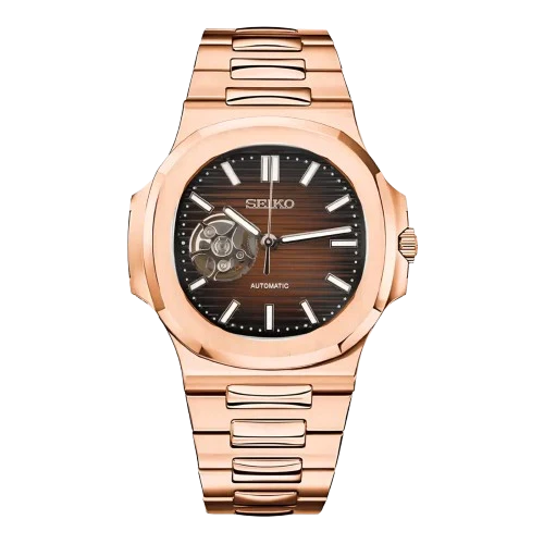 Nautilus Rose Gold Chocolate Brown Open Heart